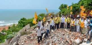 TDP protests demolition ofAPTDC’s resorts at Rushikonda
