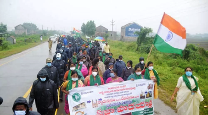 Amaravati Maha Padayatra continues despite rain in Prakasam, TDP leaders house arrested